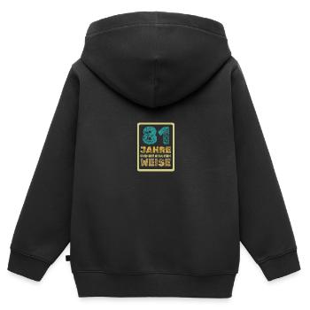 Weisheit 81 - Kinder Premium Organic Zip Hoodie - Schwarz - Hinten - AI Model Kid Male (0cm)