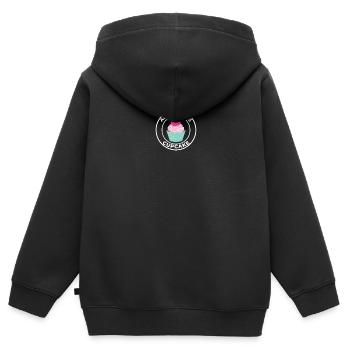 ALLES, WAS ICH BRAUCHE, IST CUPCAKE - Kinder Premium Organic Zip Hoodie - Schwarz - Hinten - AI Model Kid Male (0cm)