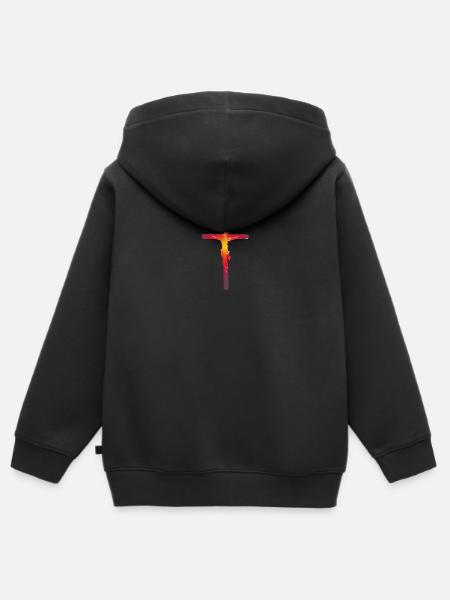 Christus am Kreuz - Kinder Premium Organic Zip Hoodie - Schwarz
