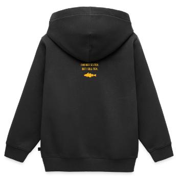 Cadeau enfant pour les pêcheurs - Sweat Premium à capuche zippé enfant bio - noir - Dos - AI Model Kid Male (0cm)