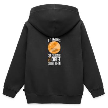 Les collectionneurs de pièces collectent des pièces - Sweat Premium à capuche zippé enfant bio - noir - Dos - AI Model Kid Male (0cm)