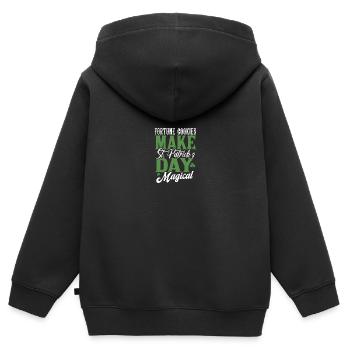 Les biscuits de fortune rendent la Saint-Patrick magique - Sweat Premium à capuche zippé enfant bio - noir - Dos - AI Model Kid Male (0cm)