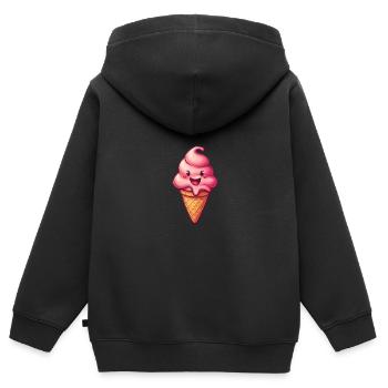 Lächelnde Eiskreation - Kinder Premium Organic Zip Hoodie - Schwarz - Hinten - AI Model Kid Male (0cm)