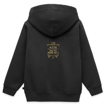Mädchenname Alicia - Kinder Premium Organic Zip Hoodie - Schwarz - Hinten - AI Model Kid Male (0cm)
