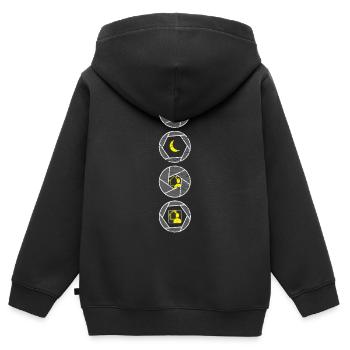 Aperture depth of field - Kids Premium Organic Zip-up Hoodie - black - Back - AI Model Kid Male (0cm)