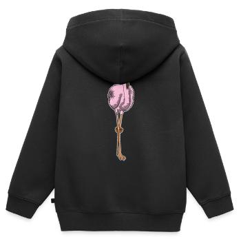 Jambe en bois de Flamingo Pirate - Sweat Premium à capuche zippé enfant bio - noir - Dos - AI Model Kid Male (0cm)