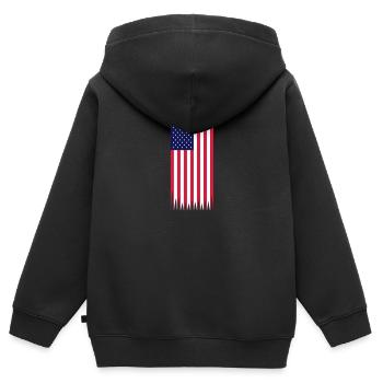 usa used vertikal - Kinder Premium Organic Zip Hoodie - Schwarz - Hinten - AI Model Kid Male (0cm)