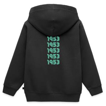 Geburtsjahr 1953 - Kinder Premium Organic Zip Hoodie - Schwarz - Hinten - AI Model Kid Male (0cm)