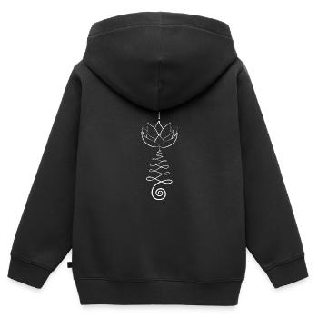 Unalome Lotus - Kinder Premium Organic Zip Hoodie - Schwarz - Hinten - AI Model Kid Male (0cm)