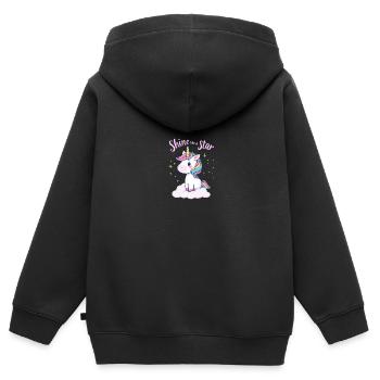 Glänzen wie ein Stern Einhorn Inspiration - Kinder Premium Organic Zip Hoodie - Schwarz - Hinten - AI Model Kid Male (0cm)