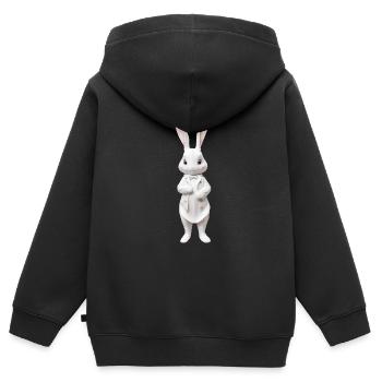 Niedlicher Hase weiss 5 - Kinder Premium Organic Zip Hoodie - Schwarz - Hinten - AI Model Kid Male (0cm)