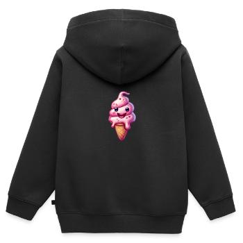 Lächelnde Eiskreation - Kinder Premium Organic Zip Hoodie - Schwarz - Hinten - AI Model Kid Male (0cm)