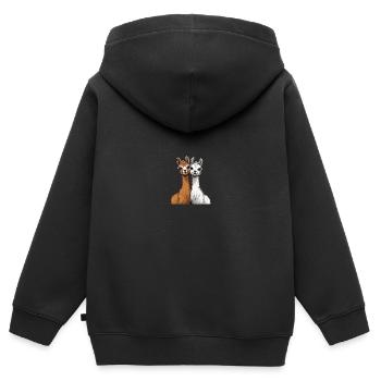 Zwei süße Lamas - Kinder Premium Organic Zip Hoodie - Schwarz - Hinten - AI Model Kid Male (0cm)