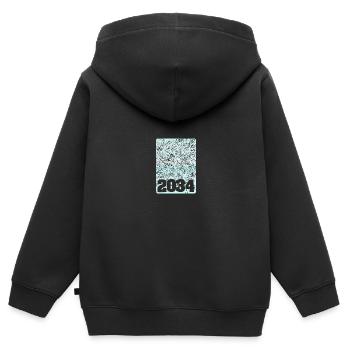 Numéro 2034 - Sweat Premium à capuche zippé enfant bio - noir - Dos - AI Model Kid Male (0cm)