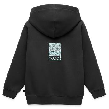 Numéro 2033 - Sweat Premium à capuche zippé enfant bio - noir - Dos - AI Model Kid Male (0cm)