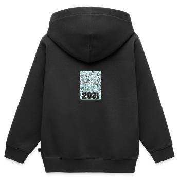 Numéro 2031 - Sweat Premium à capuche zippé enfant bio - noir - Dos - AI Model Kid Male (0cm)