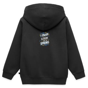 J’aime le plus les curseurs au printemps Fun - Sweat Premium à capuche zippé enfant bio - noir - Dos - AI Model Kid Male (0cm)