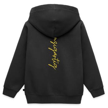 Einzigartig - Kinder Premium Organic Zip Hoodie - Schwarz - Hinten - AI Model Kid Male (0cm)