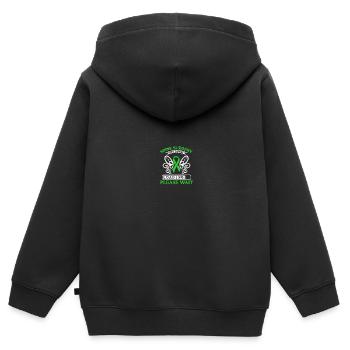Genesung nach einer Rückenoperation Skoliose-Bewus - Kinder Premium Organic Zip Hoodie - Schwarz - Hinten - AI Model Kid Male (0cm)