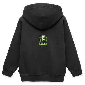 Lutteurs - Sweat Premium à capuche zippé enfant bio - noir - Dos - AI Model Kid Male (0cm)