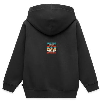 Lutteurs - Sweat Premium à capuche zippé enfant bio - noir - Dos - AI Model Kid Male (0cm)