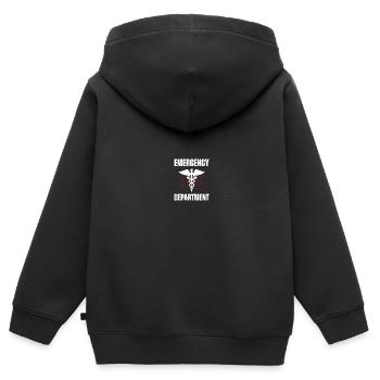 Service d’urgence Infirmière d’urgence Service d’urgence - Sweat Premium à capuche zippé enfant bio - noir - Dos - AI Model Kid Male (0cm)
