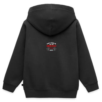 Service d’urgence Infirmière d’urgence Service d’urgence - Sweat Premium à capuche zippé enfant bio - noir - Dos - AI Model Kid Male (0cm)
