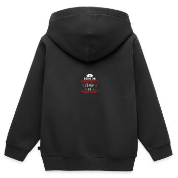Infirmière d’urgence Infirmière d’urgence - Sweat Premium à capuche zippé enfant bio - noir - Dos - AI Model Kid Male (0cm)