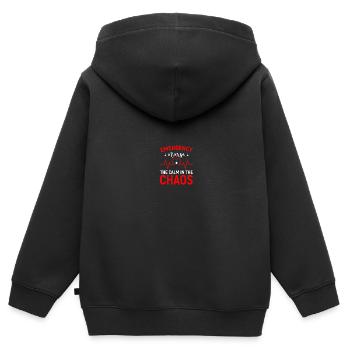 Infirmière d’urgence Infirmière d’urgence - Sweat Premium à capuche zippé enfant bio - noir - Dos - AI Model Kid Male (0cm)