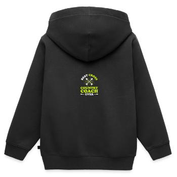 Cross Country Trainer - Kinder Premium Organic Zip Hoodie - Schwarz - Hinten - AI Model Kid Male (0cm)