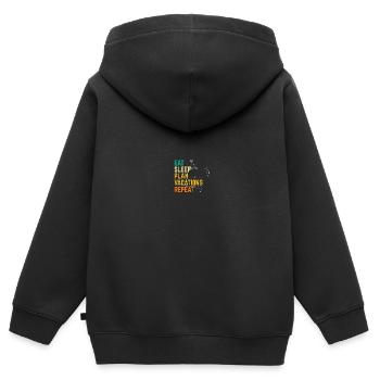 Planificateur de vacances Agence de voyages Agence de voyages - Sweat Premium à capuche zippé enfant bio - noir - Dos - AI Model Kid Male (0cm)