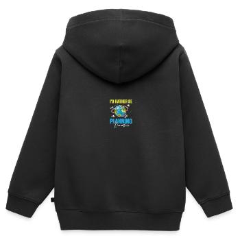 Planificateur de vacances Agence de voyages Agence de voyages - Sweat Premium à capuche zippé enfant bio - noir - Dos - AI Model Kid Male (0cm)