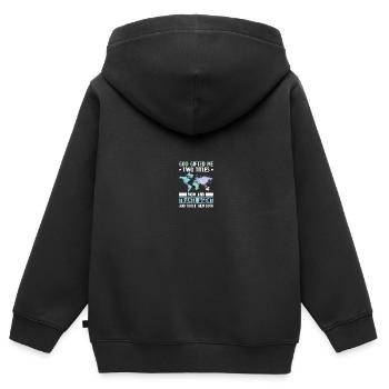 Planificateur de vacances Agence de voyages Agence de voyages - Sweat Premium à capuche zippé enfant bio - noir - Dos - AI Model Kid Male (0cm)