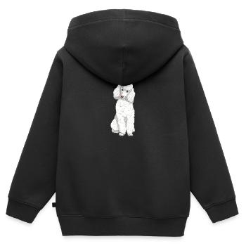 Caniche jouet blanc - Sweat Premium à capuche zippé enfant bio - noir - Dos - AI Model Kid Male (0cm)