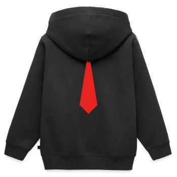 Cravate rouge - Sweat Premium à capuche zippé enfant bio - noir - Dos - AI Model Kid Male (0cm)