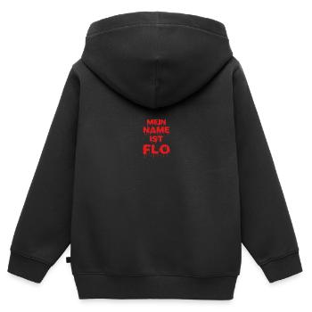 Florian - Kinder Premium Organic Zip Hoodie - Schwarz - Hinten - AI Model Kid Male (0cm)