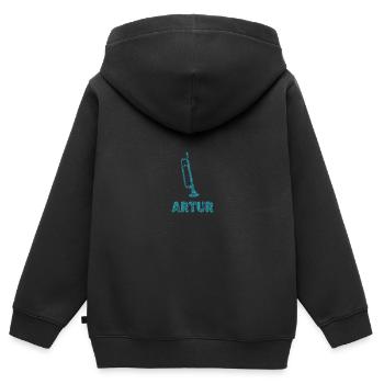 Fanfare Artur - Sweat Premium à capuche zippé enfant bio - noir - Dos - AI Model Kid Male (0cm)
