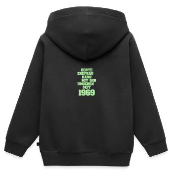 Mariage Épouse Femme Petite amie Année 19691969 - Sweat Premium à capuche zippé enfant bio - noir - Dos - AI Model Kid Male (0cm)