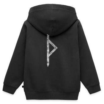 Rune Thurisaz - Sweat Premium à capuche zippé enfant bio - noir - Dos - AI Model Kid Male (0cm)