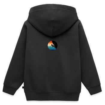 Klettern Kletterer Climber Sportklettern Retro - Kinder Premium Organic Zip Hoodie - Schwarz - Hinten - AI Model Kid Male (0cm)