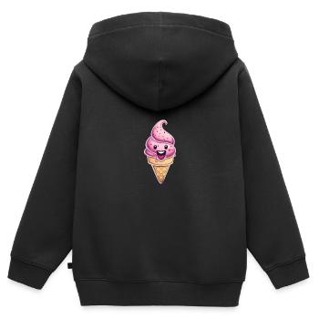 Lächelnde Eiskreation - Kinder Premium Organic Zip Hoodie - Schwarz - Hinten - AI Model Kid Male (0cm)