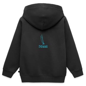 Josse als Blasmusik - Kinder Premium Organic Zip Hoodie - Schwarz - Hinten - AI Model Kid Male (0cm)