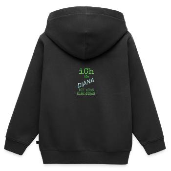 Diana as Diana - Kids Premium Organic Zip-up Hoodie - black - Back - AI Model Kid Male (0cm)