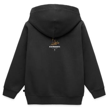 Ramadan Moubarak - Sweat Premium à capuche zippé enfant bio - noir - Dos - AI Model Kid Male (0cm)