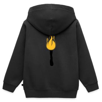 nachtwanderung fackel licht hell feuer flamme heis - Kinder Premium Organic Zip Hoodie - Schwarz - Hinten - AI Model Kid Male (0cm)