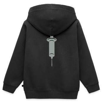 seringue piqure hopital 1 - Sweat Premium à capuche zippé enfant bio - noir - Dos - AI Model Kid Male (0cm)