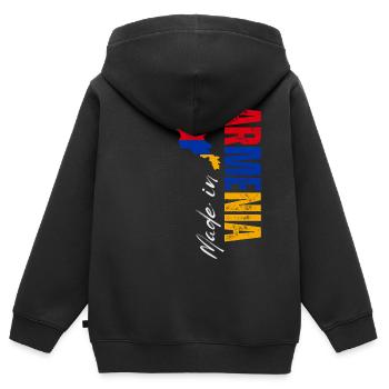 Hergestellt in Armenien, armenischer Stolz - Kinder Premium Organic Zip Hoodie - Schwarz - Hinten - AI Model Kid Male (0cm)