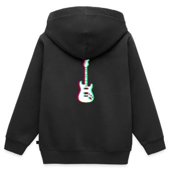 EDM - Elektrische Gitarre - Glitch Rave Style - Kinder Premium Organic Zip Hoodie - Schwarz - Hinten - AI Model Kid Male (0cm)