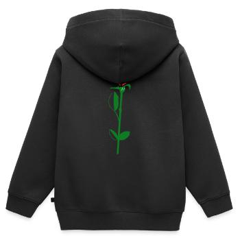 fleur de rose - Sweat Premium à capuche zippé enfant bio - noir - Dos - AI Model Kid Male (0cm)
