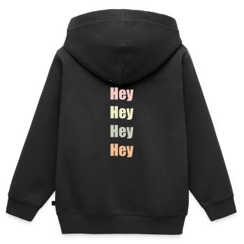 Hey Hey Hey Bonjour - Sweat Premium à capuche zippé enfant bio - noir - Dos - AI Model Kid Male (0cm)